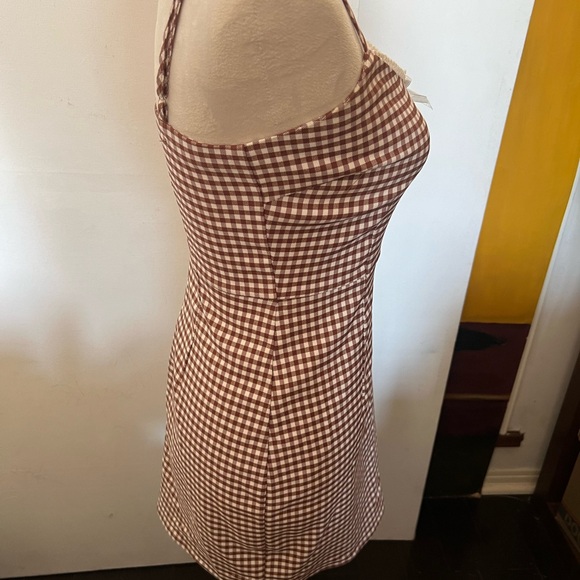 Urban Outfitters Gingham minidress. Brown/white checked. P/S. Great condition. - Picture 3 of 8